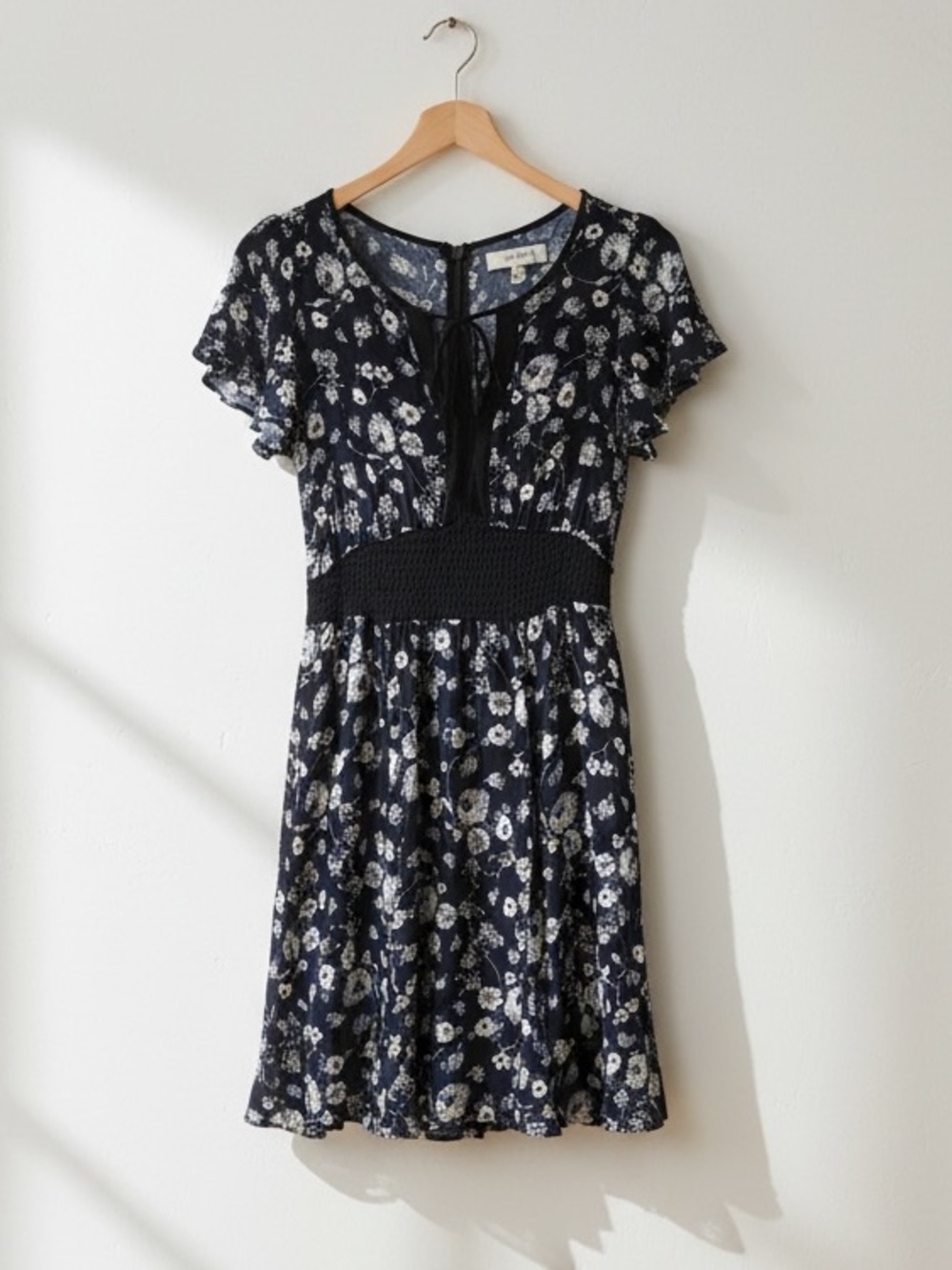 BHS Fashion Floral Smocked Waist Babydoll Dress - Size 14